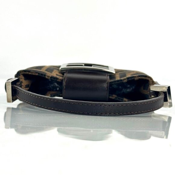 Authentic FENDI Mini Croissant Zucca Zucchino Shoulder Hand Bag Bucket FF Brown - Picture 10 of 15